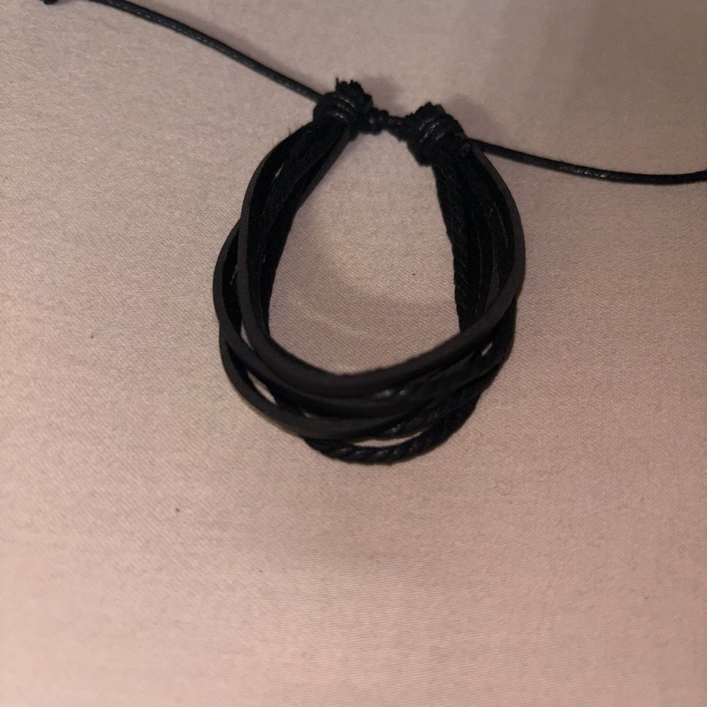 Black Braided Leather Bracelet